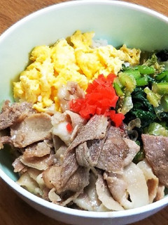 豚肉のマヨソテーで三色丼-レシピのメイン写真