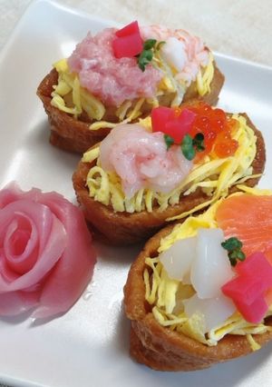 オープンいなり（海鮮＋さくら大根）-レシピのメイン写真