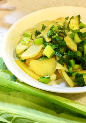 小松菜の根 カレー炒め-レシピのメイン写真
