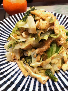 油揚げとキャベツ、豆苗炒め-レシピのメイン写真