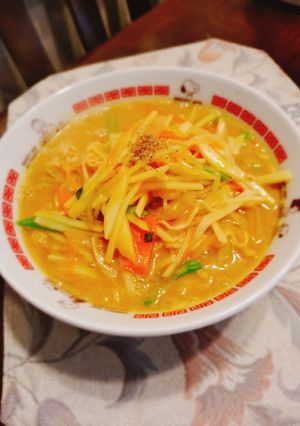サッポロ一番しょうゆで＊カレー豆乳＊-レシピのメイン写真