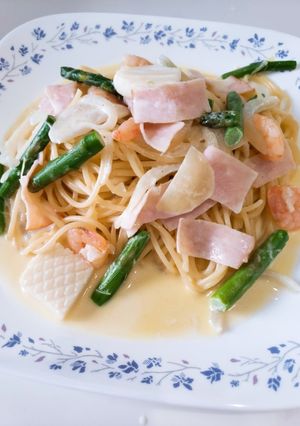 アスパラとシーフード★クリームパスタ-レシピのメイン写真
