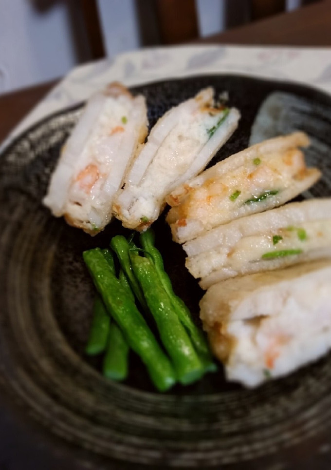 蓮根の春色はさみ揚げ-レシピのメイン写真