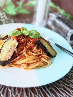カフェ風『ピリ辛なすとひき肉のパスタ』-レシピのメイン写真