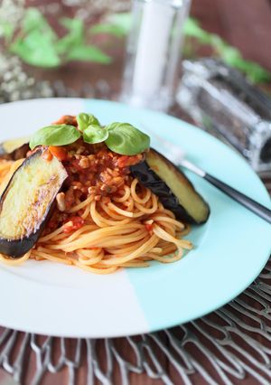 カフェ風『ピリ辛なすとひき肉のパスタ』-レシピのメイン写真