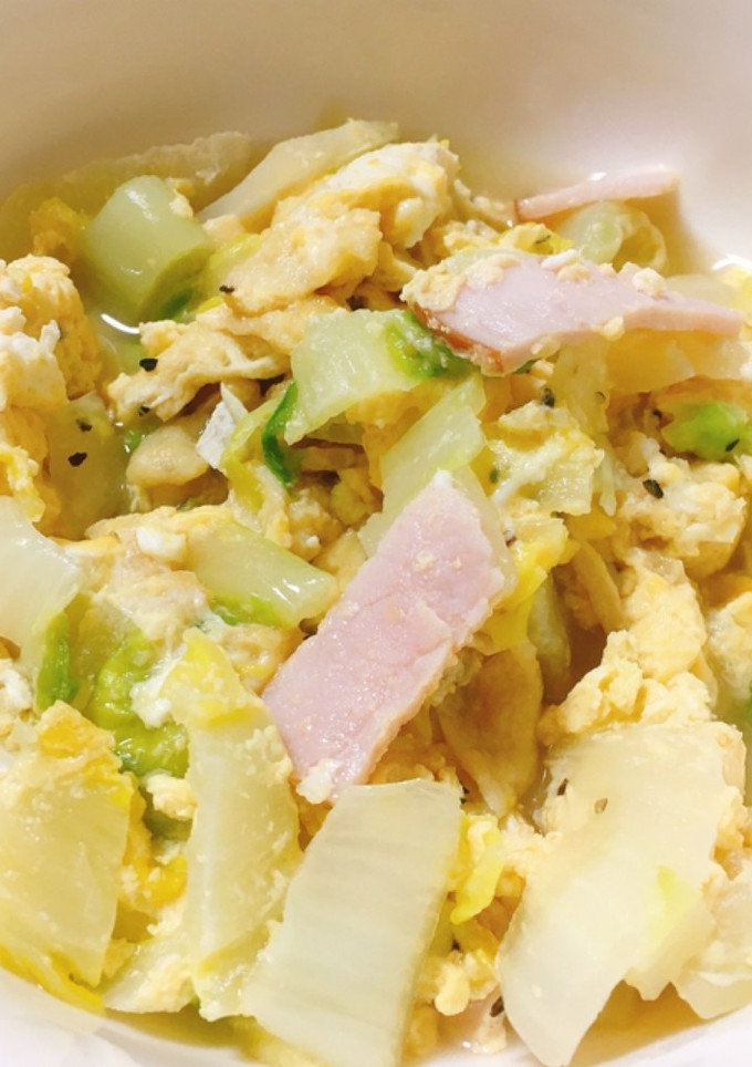 白菜・油揚げ・ハムの卵とじ煮-レシピのメイン写真