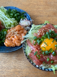 ユッケ風サーモン麺とマグロ麺-レシピのメイン写真
