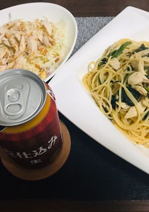 茹で笹身のサラダとパスタ-レシピのメイン写真