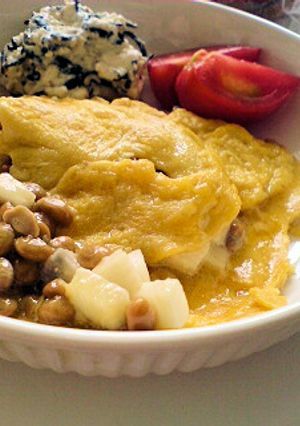 ねっとりおいしい♪納豆と長いものオムレツ-レシピのメイン写真