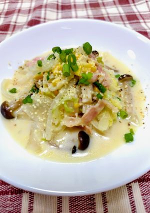 旨味がギュッ！白菜とベーコンのカルボナーラ風旨煮-レシピのメイン写真