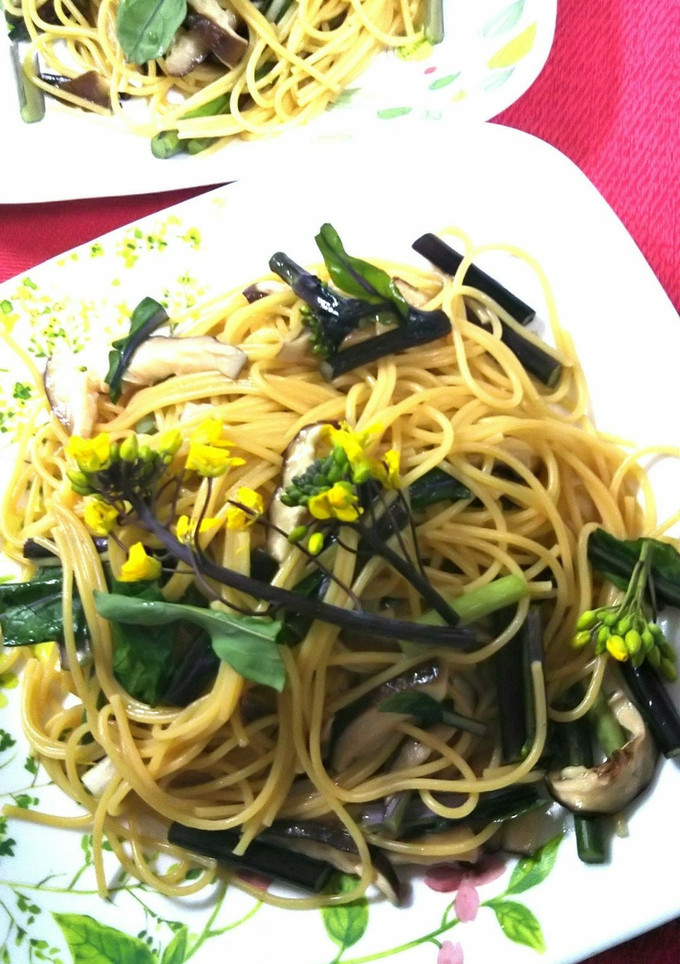 生椎茸と紅菜苔の和風スパ-レシピのメイン写真
