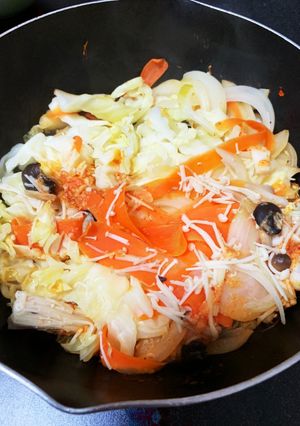 簡単！しゃけと野菜の辛味噌蒸し焼き-レシピのメイン写真