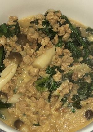 大豆挽き肉と春菊のピリ辛胡麻和え-レシピのメイン写真