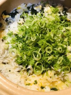 雑炊●しらす&ワカメ/昆布にネギどっさり-レシピのメイン写真