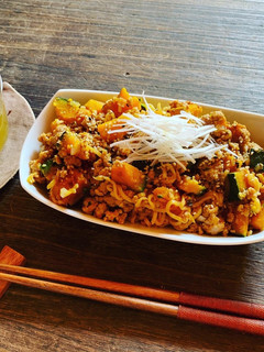 コロコロかぼちゃのごま醤油和え麺-レシピのメイン写真
