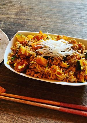 コロコロかぼちゃのごま醤油和え麺-レシピのメイン写真