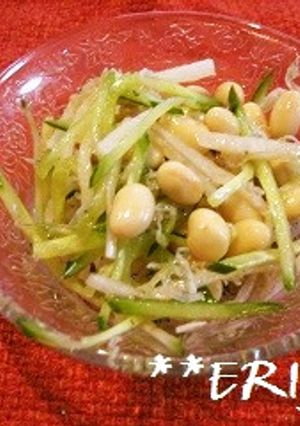 大豆と野菜とじゃこの梅ドレッシング和え♪-レシピのメイン写真