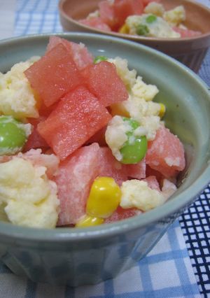 簡単すいかレシピ♪ポテトサラダinスイカ-レシピのメイン写真