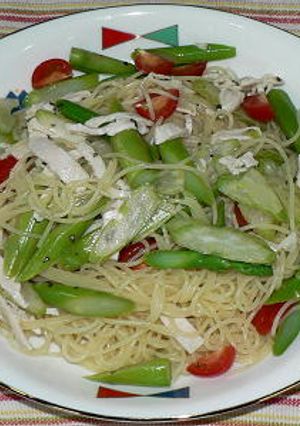 蒸し鶏とグリーンアスパラの冷製パスタ-レシピのメイン写真