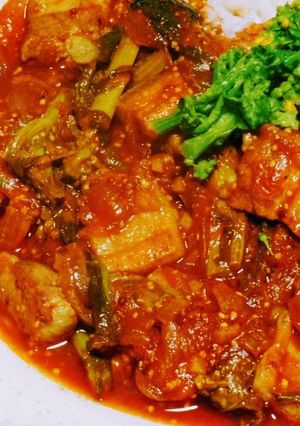 菜の花と豚バラのマスタードカレー-レシピのメイン写真