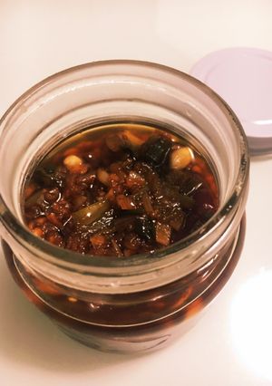 柿ピーでお手軽！食べるラー油-レシピのメイン写真