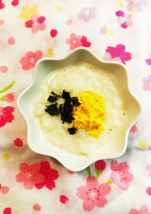 離乳食中期✩.*˚のりたまがゆ-レシピのメイン写真
