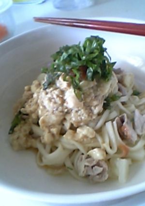 ゆず胡椒ピリリ☆豆腐梅だれ冷しうどん-レシピのメイン写真