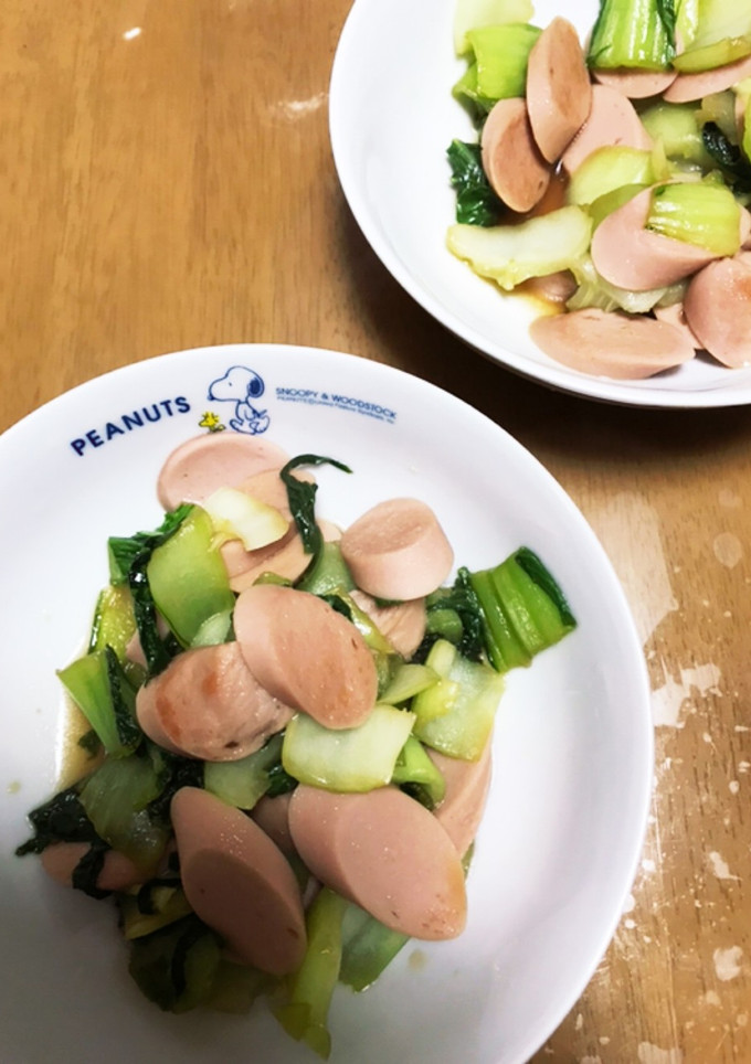 青梗菜とおさかなソーセージのポン酢炒め♪-レシピのメイン写真