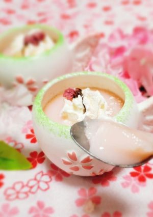 春スイーツ♪簡単ふるふる桜プリン-レシピのメイン写真