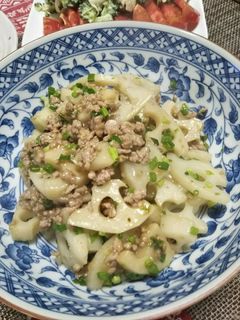 蓮根とひき肉の炒め物-レシピのメイン写真