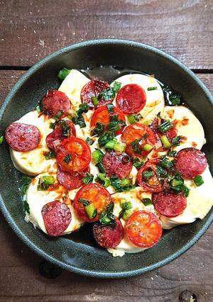 トースター焼きサラミ豆腐トマトダイエット-レシピのメイン写真