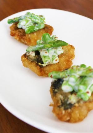 鰯のみそ味竜田揚げカナッペ-レシピのメイン写真