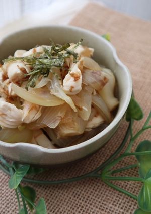 レンチン！玉ねぎとささみのめんつゆ和え-レシピのメイン写真