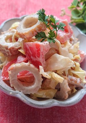 簡単キャベツとトマトとちくわのマヨ和え-レシピのメイン写真