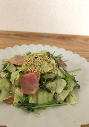 豆苗とベーコンの春マヨソテー-レシピのメイン写真