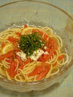 和風スイカの冷やしパスタ&おまけの浅漬け-レシピのメイン写真