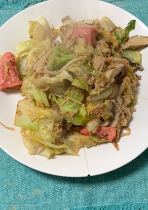 キャベツとキノコの明太マヨ炒め-レシピのメイン写真