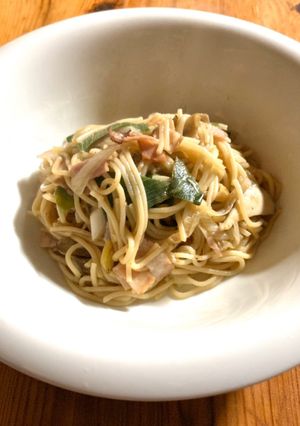 長ネギとベーコンでバター醤油スパゲティ-レシピのメイン写真