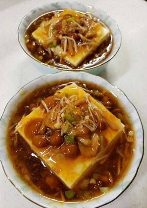 豆腐のなめこと冷凍えのきあんかけ-レシピのメイン写真