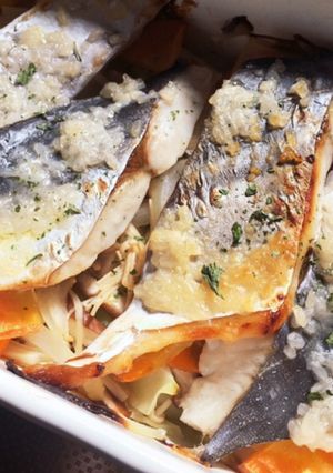 魚と野菜の塩麹バターグリル　野田琺瑯で-レシピのメイン写真