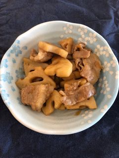 こっくり味、れんこんと豚肉の炒め煮-レシピのメイン写真