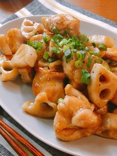 ご飯が進む♡鶏肉とレンコンのめんつゆ炒め-レシピのメイン写真