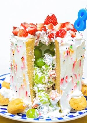 ★簡単！果物溢れ出す誕生日ケーキ★-レシピのメイン写真