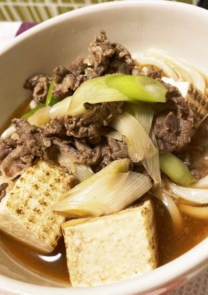 [スタミナ]牛しゃぶと焼き豆腐うどん-レシピのメイン写真
