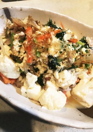 豆腐とほうれん草チャンプル ダイエットに-レシピのメイン写真