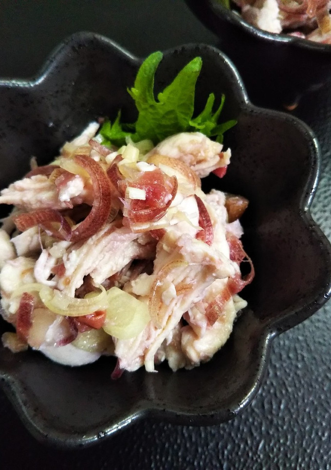 鶏肉とみょうがの梅肉和え-レシピのメイン写真