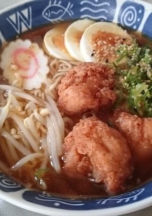 サッポロ一番ごま味×から揚げラーメン-レシピのメイン写真