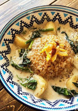 バナナと青菜のココナッツグリーンカレー-レシピのメイン写真