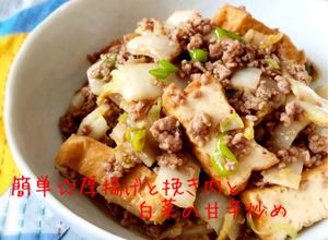 簡単☆厚揚げと挽き肉と白菜の甘辛炒め-レシピのメイン写真