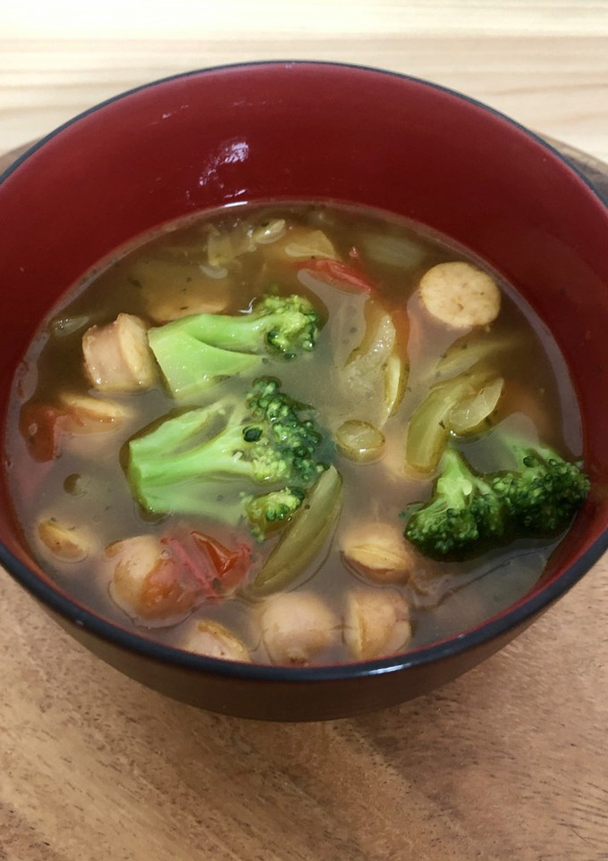 ウィンナーと玉ねぎとトマトのカレースープ-レシピのメイン写真